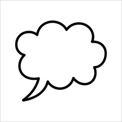 Simple Black Outline Speech Bubble, Blank Comic Book Style Thought Cloud,   Vector Illustration.