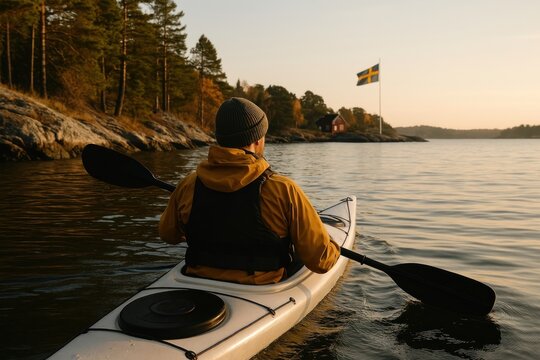 Serene kayaking Swedish waters