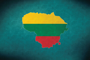 Lithuania  vector map with flag	
