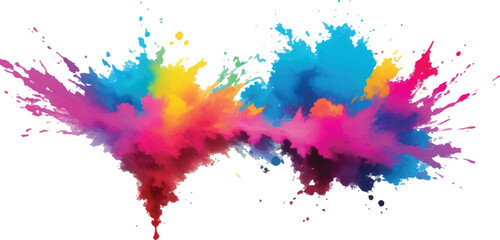 Vibrant colorful powder explosion isolated on white background isolated on transparent background
