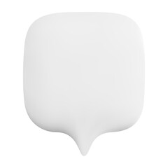 Square white 3D speech bubble isolated on background, minimal UI icon for chat panels, message buttons and modern communication design