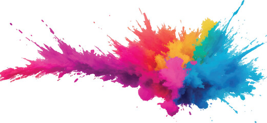 Vibrant colorful powder explosion isolated on white background isolated on transparent background