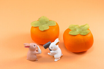 柿とうさぎで十五夜のイメージ