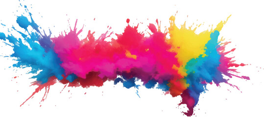 Colorful holi powder explosion isolated on white background isolated on transparent background