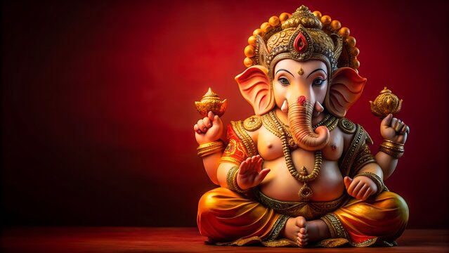 Ganesh Chaturthi poster, Ganesh Chaturthi concept, Indian festival Ganesh Chaturthi banner with lord ganesh statue