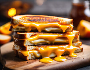 breakfast sandwich. toast with melted cheese