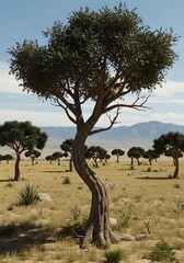Fototapeta premium 砂漠の生命、躍動の樹