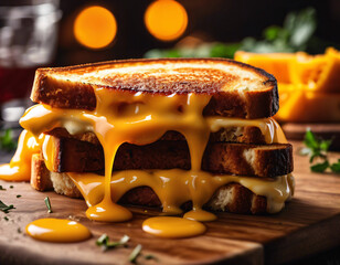 breakfast sandwich. toast with melted cheese