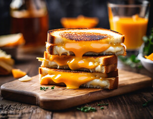 breakfast sandwich. toast with melted cheese