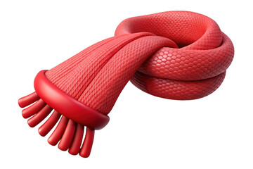 3d red knitted scarf isolated on transparent background. use cases: fashion accessory, winter apparel, graphic element.