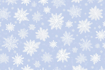 Seamless winter pattern with white snowflakes on blue background

