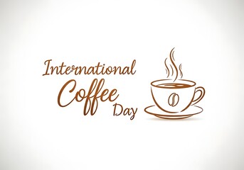 Obraz premium International coffee day celebration with a steaming coffee cup illustration
