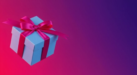 Obraz premium Gift of Radiance Wrapped Surprise on Neon Gradient.