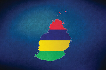 Mauritius vector map with flag	
