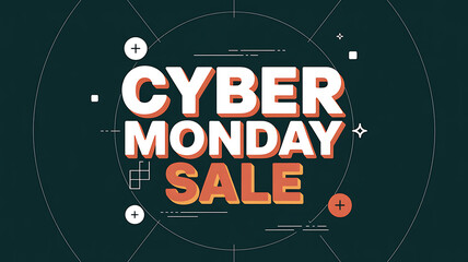 Cyber Monday Sale text with graphic elements discount