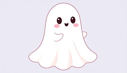 Fototapeta premium Cute cartoon ghost with expressive eyes and soft features.