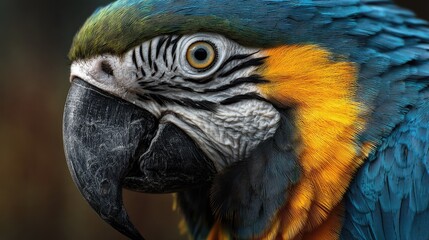 Obraz premium Close-up Blue and Gold Macaw Head in Nature