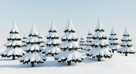 Obraz premium 雪化粧の針葉樹の森