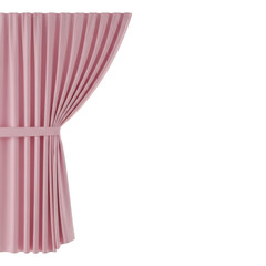 Pink Curtain Tied Back With Fabric Band draped pleated isolated on a transparent background