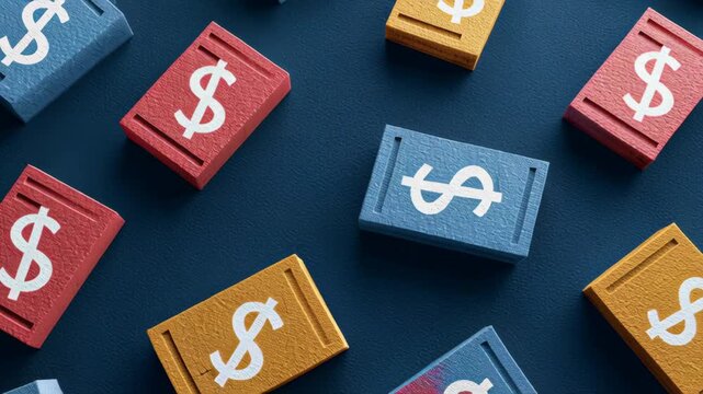 Colorful Dollar Bill Texture Seamless Pattern on Blue Background for Creative Design Projects