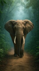 Fototapeta premium Majestic elephant in lush forest
