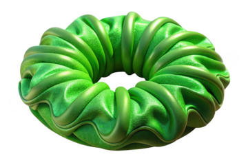 3d green torus shape isolated on transparent background. use cases: graphic design, decoration.