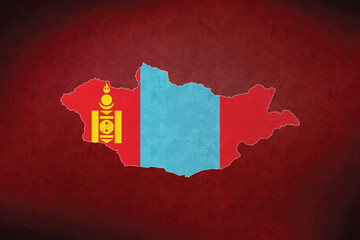 Mongolia vector map with flag	
