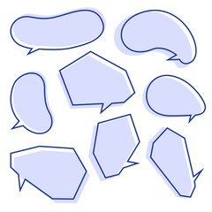 吹き出し セット ブルー