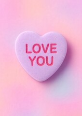Heart-shaped candy with message