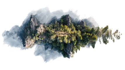 Aerial Drone Photography: Stunning aerial drone photography showcasing landscapes, cityscapes, and natural wonders, isolated on a Transparent background, PNG file.