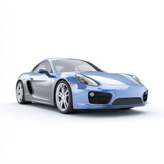 Naklejka premium A sleek blue sports car is showcased from a low angle, highlighting its aerodynamic design and shiny wheels, Ideal for automotive magazines, advertising, and digital media,