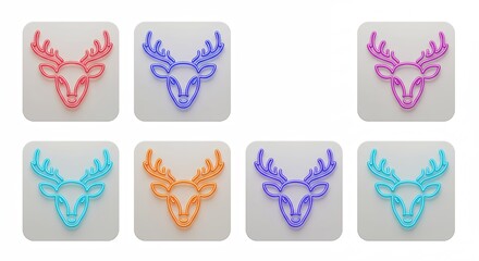 Colorful deer head shapes creative design simple outline icons