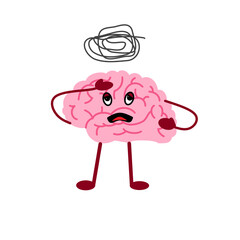 brain confused in stress funny concept sad expression loss puzzled.eps