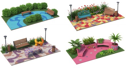 Colorful park designs for urban spaces