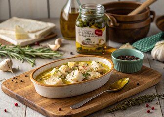 Authentic Portuguese Pickled Codfish in a Rustic Kitchen