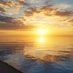 Obraz premium 水平線に染まる、黄金の刻印