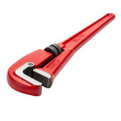 Red pipe wrench isolated on transparent background, a versatile plumbing tool for gripping and turning pipes, essential for construction and repair work