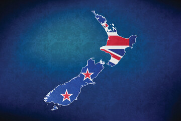 New Zealand vector map with flag	