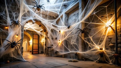 Spider nest halloween background
