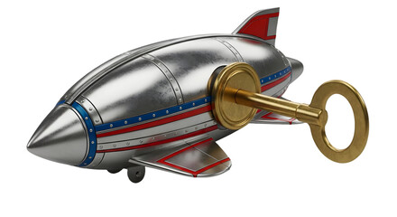 Fototapeta premium Vintage toy airplane with key