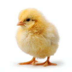 Obraz premium Adorable Yellow Baby Chick – Fluffy Farm Animal Isolated on White Background