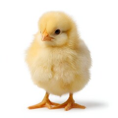 Obraz premium Adorable Yellow Baby Chick – Fluffy Farm Animal Isolated on White Background