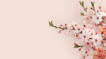 Spring Bloom Celebration, vibrant floral illustration capturing the essence of spring, minimalist backdrop enhances the beauty of blooming flowers, inviting seasonal joy and freshness