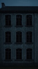 Obraz premium Eerie dark abandoned building wallpaper.