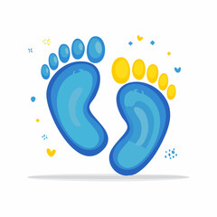 Obraz premium Baby Footprint Illustration In Blue And Yellow