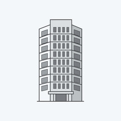 Obraz premium Illustration of a tall building with many windows against a plain background.