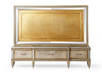 classic TV table wood on white background . front view