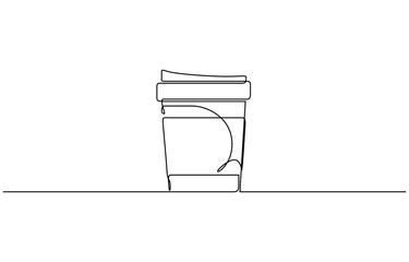 Continuous one line drawing of Paper cup of hot coffee vector illustration, Editable outline