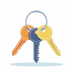 Three Colorful Keys On Key Ring