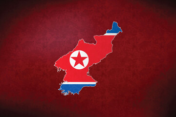 North Korea vector map with flag